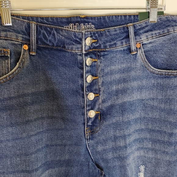 🆕️ Wild Fable Distressed High Rise Straight Ankle Jeans Size 18 Medium Wash - Picture 3 of 8